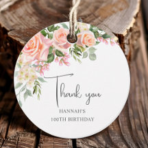 Peach Pink Rose Floral 100. Geburtstag