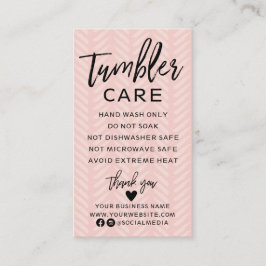 Peach Pink Tumbler Care Instructions Business Card Visitenkarte