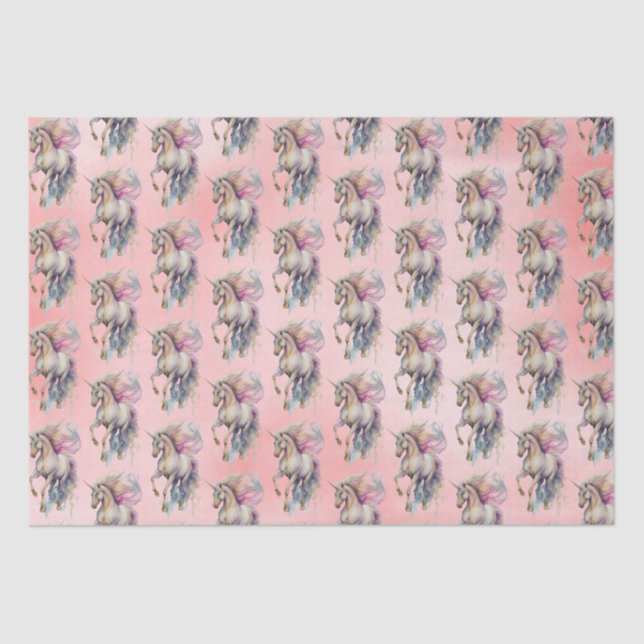 Peach Pink Unicorn Dream Seidenpapier (Vorderseite)