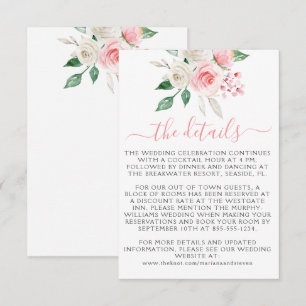 Peach Pink Watercolor Blumenkarosserie Hochzeitska Begleitkarte