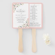 Peach Pink Watercolor Floral Wedding Program