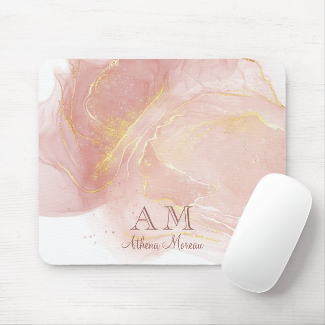 Peach Pink Watercolor Tinte individuell einstellba Mousepad (Mit Mouse)