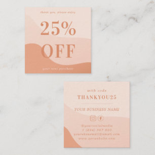 Peach Pink Waves Fett Typografie Kleine Unternehme Rabattkarte