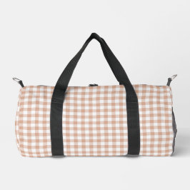 Peach Plaid Gingham Retro Color Duffle Bag