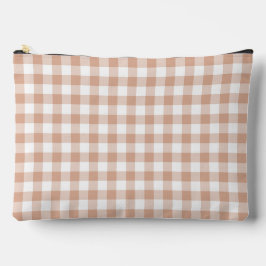 Peach Plaid Gingham Retro Color Zubehörtasche