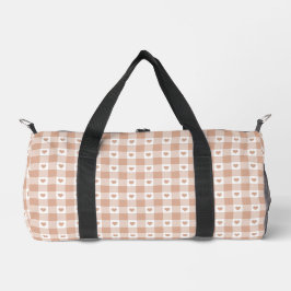 Peach Plaid Heart Gingham Retro Color Duffle Bag