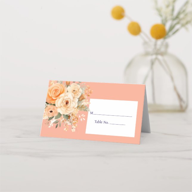 Peach Platzkarte Guest Table No. Response Card (Vorderseite)