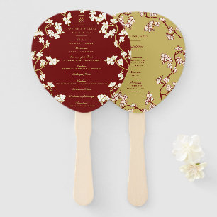 Peach/Plum Blossoms Double Xi Hochzeitsprogramm Fächer