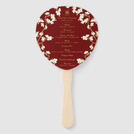 Peach/Plum Blossoms Double Xi Hochzeitsprogramm Fächer