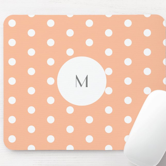 Peach & Polka Dot Monogramm Mousepad (Von Creator hochgeladen)