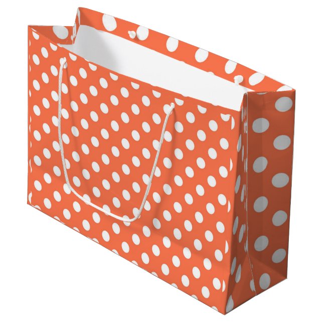 Peach Polka Dots Pattern Dot Pattern Illustrator T Große Geschenktüte (Vorderseite Schrägansicht)