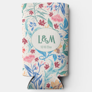 Peach Polka Pattern Monogram Selters Dosenkühler