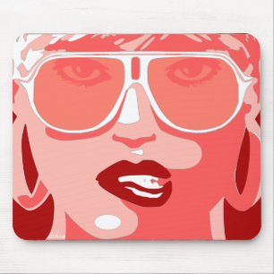 Peach Pop Art Hübsche Sonnenbrille Rote Lippen Mousepad