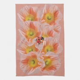 Peach Poppies & Ladybug Küchentuch
