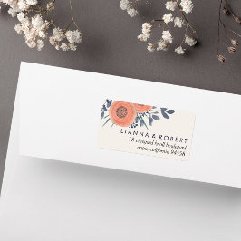 Peach Poppies-Rücksendeadresse Adressaufkleber