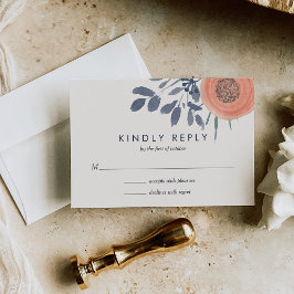 Peach Poppies Wedding RSVP Response Karte