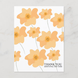Peach Poppy Floral Hand Drawing Danke Postkarte