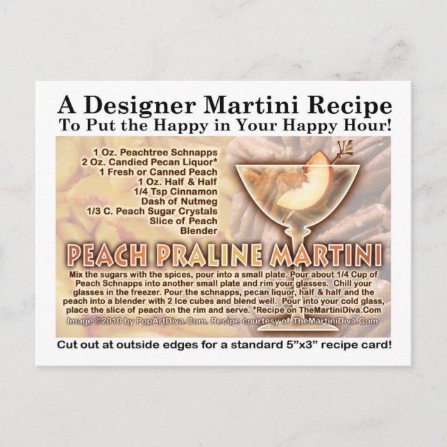 Peach Praline Martini Rezept Postkarte (Vorderseite)
