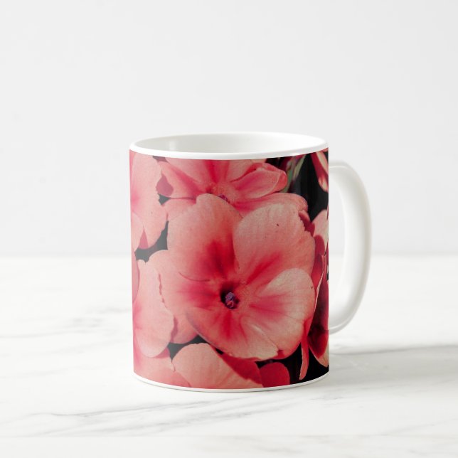 Peach Primrose Blume Art Kaffeetasse (VorderseiteRechts)