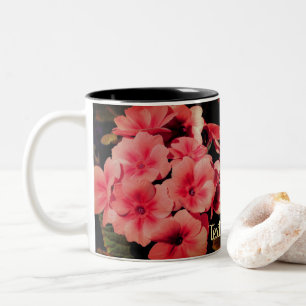 Peach Primrose Blume Personalisiert Zweifarbige Tasse
