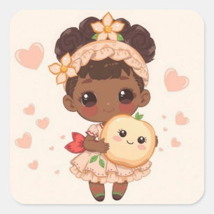 Peach Princess Quadratischer Aufkleber