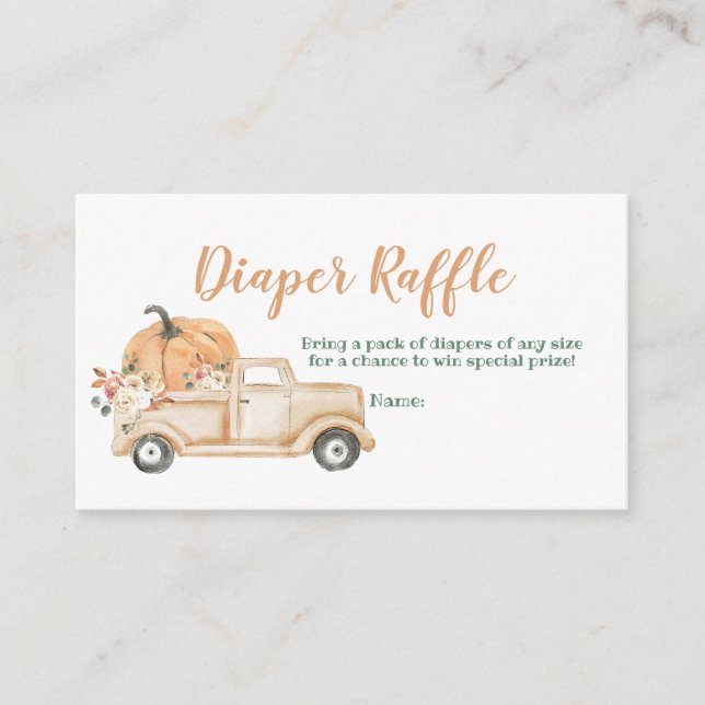 Peach Pumpkin Rustic Truck Diaper Raffle Begleitkarte (Vorderseite)
