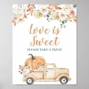 Peach Pumpkin Rustic Truck Liebe ist Sweet Sign Poster