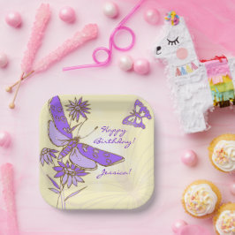 Peach Purple Butterfly Throw Pillow Pappteller