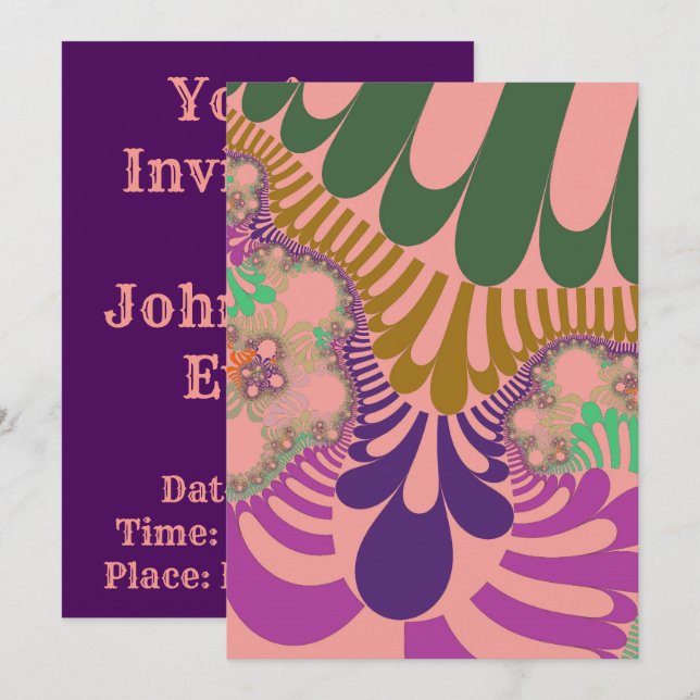 Peach Rainbow Mod Einladung (Vorne/Hinten)