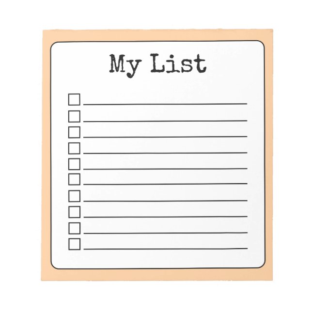 Peach Retro Custom Checklist Linken Notizblock (Vorderseite)