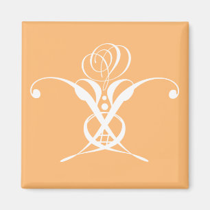 Peach Retro Weiße Geblüht Rose Magnet
