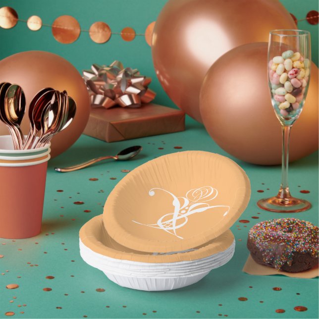 Peach Retro Weiße Geblüht Rose Pappteller (Multi)