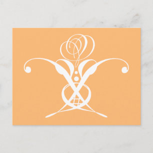 Peach Retro Weiße Geblüht Rose Postkarte