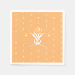 Peach Retro Weiße Geblüht Rose Serviette