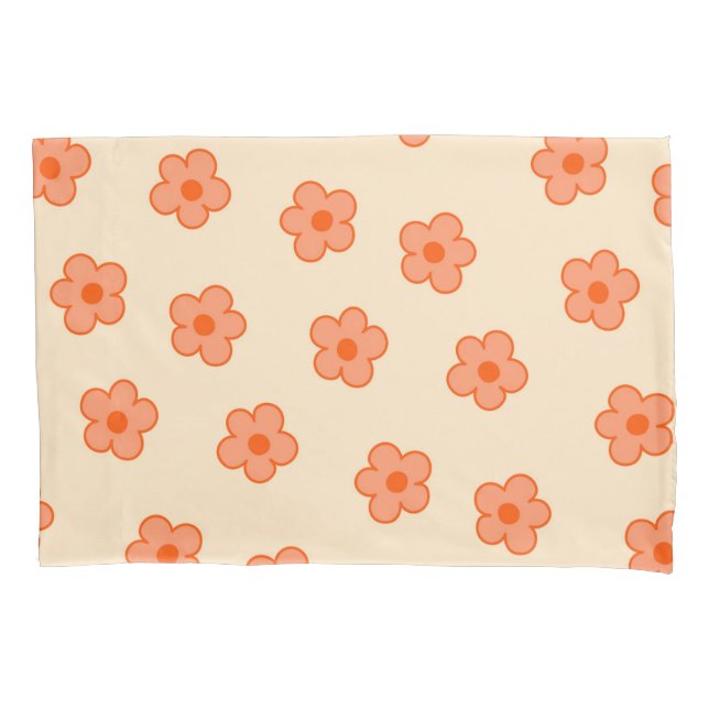 Peach Retro Y2K Playful Pastel Blossom Floral Kissenbezug (Vorderseite)