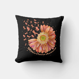 Peach Ribbon Hummingbird Sunflower Uteruskrebs Kissen