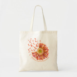 Peach Ribbon Hummingbird Sunflower Uteruskrebs Tragetasche