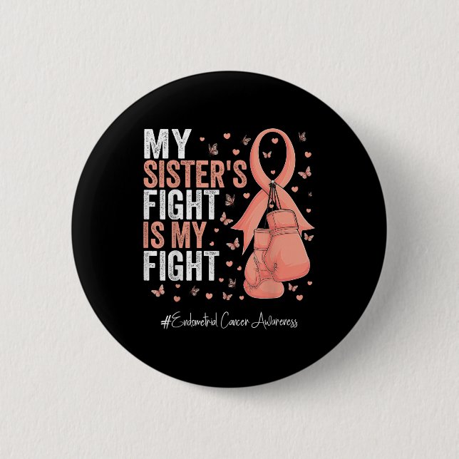 Peach Ribbon Schwester Endometrial Cancer Awarenes Button (Vorderseite)