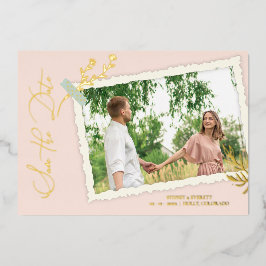 Peach Romantic Vintag Foto Album Scrapbook Folieneinladung