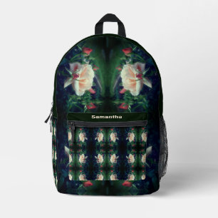 Peach Rose and Buds Abstrakt Personalisiert Bedruckter Rucksack