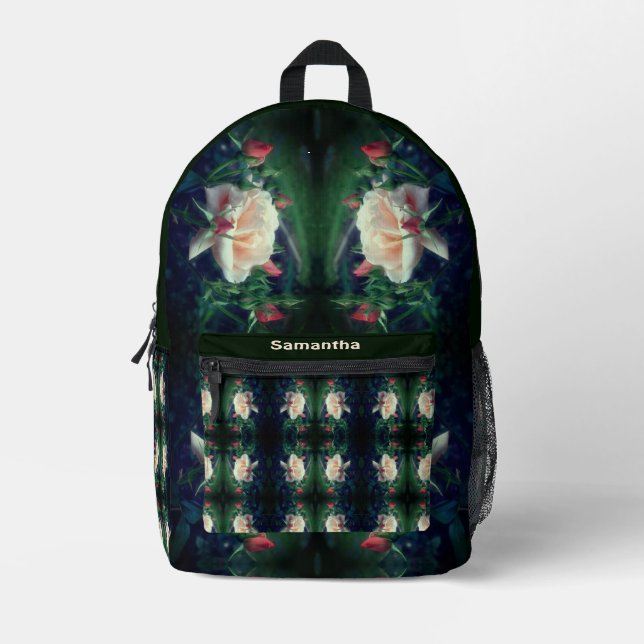 Peach Rose and Buds Abstrakt Personalisiert Bedruckter Rucksack (Vorderseite)