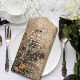 Peach-Rose auf Vintagem Creme-Hintergrund All In One Einladung