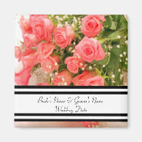 Peach Rose Bevorzugung Magnet-Vorlage