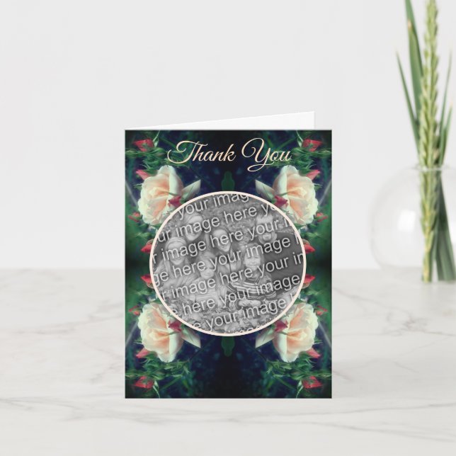 Peach Rose Blume Hochzeiten Foto Dankeskarte (Vorderseite)
