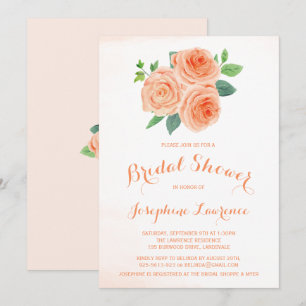 Peach Rose Blumendusche Einladungen