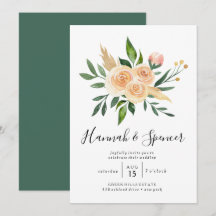 Peach Rose Bouquet Wedding Einladung