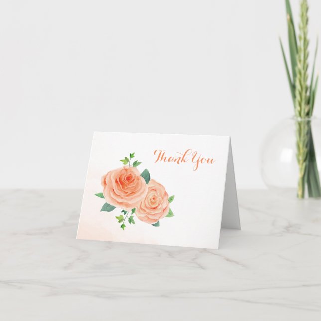 Peach Rose Dankeschön Karte (Vorderseite)
