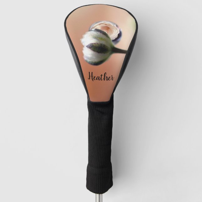 Peach Rose Dropdown Personalisierter Golf Head Cov Headcover (Vorderseite)