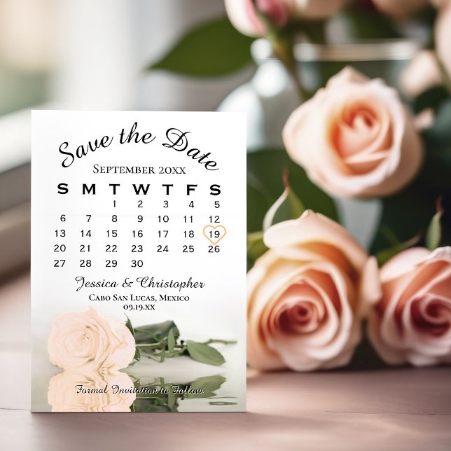 Peach Rose Eleganter Hochzeitsskalender Save The Date (Von Creator hochgeladen)