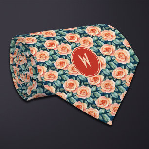 Peach Rose Floral Krawatte